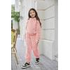 Arshiner Girls 2 Piece Outfits Sweatsuit Fuzzy Long Sleeve Bear Ear Hoodie Sweatshirt and Sweatpant Kids Clothing Sets(Light Pink)