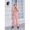 Arshiner Girls 2 Piece Outfits Sweatsuit Fuzzy Long Sleeve Bear Ear Hoodie Sweatshirt and Sweatpant Kids Clothing Sets(Light Pink)