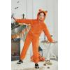 Arshiner Girls 2 Piece Outfits Sweatsuit Fuzzy Long Sleeve Bear Ear Hoodie Sweatshirt and Sweatpant Kids Clothing Sets(Orange)