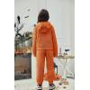 Arshiner Girls 2 Piece Outfits Sweatsuit Fuzzy Long Sleeve Bear Ear Hoodie Sweatshirt and Sweatpant Kids Clothing Sets(Orange)