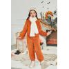 Arshiner Girls 2 Piece Outfits Sweatsuit Fuzzy Long Sleeve Bear Ear Hoodie Sweatshirt and Sweatpant Kids Clothing Sets(Orange)