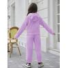 Arshiner Girls 2 Piece Outfits Sweatsuit Fuzzy Long Sleeve Bear Ear Hoodie Sweatshirt and Sweatpant Kids Clothing Sets(Purple)