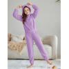 Arshiner Girls 2 Piece Outfits Sweatsuit Fuzzy Long Sleeve Bear Ear Hoodie Sweatshirt and Sweatpant Kids Clothing Sets(Purple)