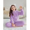 Arshiner Girls 2 Piece Outfits Sweatsuit Fuzzy Long Sleeve Bear Ear Hoodie Sweatshirt and Sweatpant Kids Clothing Sets(Purple)
