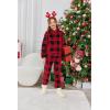Arshiner Girls 2 Piece Outfits Sweatsuit Fuzzy Long Sleeve Bear Ear Hoodie Sweatshirt and Sweatpant Kids Clothing Sets(Red Plaid)