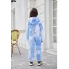 Arshiner Girls 2 Piece Outfits Sweatsuit Fuzzy Long Sleeve Bear Ear Hoodie Sweatshirt and Sweatpant Kids Clothing Sets(Tie Dye_blue&white)