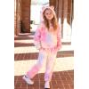 Arshiner Girls 2 Piece Outfits Sweatsuit Fuzzy Long Sleeve Bear Ear Hoodie Sweatshirt and Sweatpant Kids Clothing Sets(Tie Dye_blue&yellow&pink)
