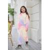 Arshiner Girls 2 Piece Outfits Sweatsuit Fuzzy Long Sleeve Bear Ear Hoodie Sweatshirt and Sweatpant Kids Clothing Sets(Tie Dye_blue&yellow&pink)