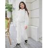 Arshiner Girls 2 Piece Outfits Sweatsuit Fuzzy Long Sleeve Bear Ear Hoodie Sweatshirt and Sweatpant Kids Clothing Sets(White)