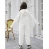 Arshiner Girls 2 Piece Outfits Sweatsuit Fuzzy Long Sleeve Bear Ear Hoodie Sweatshirt and Sweatpant Kids Clothing Sets(White)