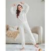 Arshiner Girls 2 Piece Outfits Sweatsuit Fuzzy Long Sleeve Bear Ear Hoodie Sweatshirt and Sweatpant Kids Clothing Sets(White)