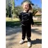 Arshiner Girls 2 Piece Outfits Velour Tracksuit Cute Clothes Sweatsuit Ruffle Pullover Sweatshirt Sweatpants Clothing Sets(Black)
