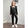 Arshiner Girls 2 Piece Outfits Velour Tracksuit Cute Clothes Sweatsuit Ruffle Pullover Sweatshirt Sweatpants Clothing Sets(Black)