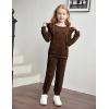 Arshiner Girls 2 Piece Outfits Velour Tracksuit Cute Clothes Sweatsuit Ruffle Pullover Sweatshirt Sweatpants Clothing Sets(Brown)