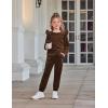 Arshiner Girls 2 Piece Outfits Velour Tracksuit Cute Clothes Sweatsuit Ruffle Pullover Sweatshirt Sweatpants Clothing Sets(Brown)