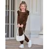 Arshiner Girls 2 Piece Outfits Velour Tracksuit Cute Clothes Sweatsuit Ruffle Pullover Sweatshirt Sweatpants Clothing Sets(Brown)
