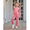 Arshiner Girls 2 Piece Outfits Velour Tracksuit Cute Clothes Sweatsuit Ruffle Pullover Sweatshirt Sweatpants Clothing Sets(Coral Pink)