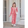 Arshiner Girls 2 Piece Outfits Velour Tracksuit Cute Clothes Sweatsuit Ruffle Pullover Sweatshirt Sweatpants Clothing Sets(Coral Pink)