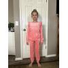 Arshiner Girls 2 Piece Outfits Velour Tracksuit Cute Clothes Sweatsuit Ruffle Pullover Sweatshirt Sweatpants Clothing Sets(Coral Pink)