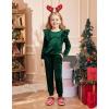 Arshiner Girls 2 Piece Outfits Velour Tracksuit Cute Clothes Sweatsuit Ruffle Pullover Sweatshirt Sweatpants Clothing Sets(Deep Green)