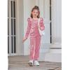 Arshiner Girls 2 Piece Outfits Velour Tracksuit Cute Clothes Sweatsuit Ruffle Pullover Sweatshirt Sweatpants Clothing Sets(Grey Purple Red)