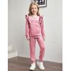 Arshiner Girls 2 Piece Outfits Velour Tracksuit Cute Clothes Sweatsuit Ruffle Pullover Sweatshirt Sweatpants Clothing Sets(Grey Purple Red)