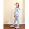 Arshiner Girls 2 Piece Outfits Velour Tracksuit Cute Clothes Sweatsuit Ruffle Pullover Sweatshirt Sweatpants Clothing Sets(Light Blue)