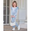 Arshiner Girls 2 Piece Outfits Velour Tracksuit Cute Clothes Sweatsuit Ruffle Pullover Sweatshirt Sweatpants Clothing Sets(Light Blue)