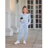 Arshiner Girls 2 Piece Outfits Velour Tracksuit Cute Clothes Sweatsuit Ruffle Pullover Sweatshirt Sweatpants Clothing Sets(Light Blue)