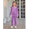 Arshiner Girls 2 Piece Outfits Velour Tracksuit Cute Clothes Sweatsuit Ruffle Pullover Sweatshirt Sweatpants Clothing Sets(Light Purple)