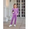 Arshiner Girls 2 Piece Outfits Velour Tracksuit Cute Clothes Sweatsuit Ruffle Pullover Sweatshirt Sweatpants Clothing Sets(Light Purple)
