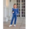 Arshiner Girls 2 Piece Outfits Velour Tracksuit Cute Clothes Sweatsuit Ruffle Pullover Sweatshirt Sweatpants Clothing Sets(Navy Blue)