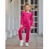 Arshiner Girls 2 Piece Outfits Velour Tracksuit Cute Clothes Sweatsuit Ruffle Pullover Sweatshirt Sweatpants Clothing Sets(Rose Red)