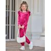 Arshiner Girls 2 Piece Outfits Velour Tracksuit Cute Clothes Sweatsuit Ruffle Pullover Sweatshirt Sweatpants Clothing Sets(Rose Red)