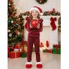 Arshiner Girls 2 Piece Outfits Velour Tracksuit Cute Clothes Sweatsuit Ruffle Pullover Sweatshirt Sweatpants Clothing Sets(Wine Red)