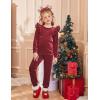 Arshiner Girls 2 Piece Outfits Velour Tracksuit Cute Clothes Sweatsuit Ruffle Pullover Sweatshirt Sweatpants Clothing Sets(Wine Red)