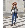 Arshiner Girls Flannel Fall Winter Cropped Shacket Plaid Jacket Casual Long Sleeve Button Down Fashion Coat(Black)