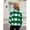 Arshiner Girls Flannel Fall Winter Cropped Shacket Plaid Jacket Casual Long Sleeve Button Down Fashion Coat(Green)