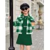 Arshiner Girls Flannel Fall Winter Cropped Shacket Plaid Jacket Casual Long Sleeve Button Down Fashion Coat(Green)