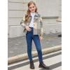 Arshiner Girls Flannel Fall Winter Cropped Shacket Plaid Jacket Casual Long Sleeve Button Down Fashion Coat(Grey)