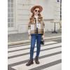Arshiner Girls Flannel Fall Winter Cropped Shacket Plaid Jacket Casual Long Sleeve Button Down Fashion Coat(Khaki)