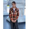 Arshiner Girls Flannel Fall Winter Cropped Shacket Plaid Jacket Casual Long Sleeve Button Down Fashion Coat(Orange)