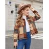 Arshiner Girls Flannel Fall Winter Cropped Shacket Plaid Jacket Casual Long Sleeve Button Down Fashion Coat(Orange)
