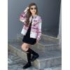 Arshiner Girls Flannel Fall Winter Cropped Shacket Plaid Jacket Casual Long Sleeve Button Down Fashion Coat(Pink)