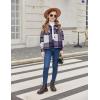 Arshiner Girls Flannel Fall Winter Cropped Shacket Plaid Jacket Casual Long Sleeve Button Down Fashion Coat(Purple)