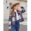 Arshiner Girls Flannel Fall Winter Cropped Shacket Plaid Jacket Casual Long Sleeve Button Down Fashion Coat(Purple)