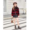 Arshiner Girls Flannel Fall Winter Cropped Shacket Plaid Jacket Casual Long Sleeve Button Down Fashion Coat(Red)