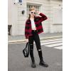 Arshiner Girls Flannel Fall Winter Cropped Shacket Plaid Jacket Casual Long Sleeve Button Down Fashion Coat(Red)