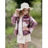 Arshiner Girls Flannel Fall Winter Cropped Shacket Plaid Jacket Casual Long Sleeve Button Down Fashion Coat(Wine Red)