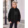 Arshiner Girls Fleece Jacket Sherpa Fall Winter Full Zip Fuzzy Coat Outwear with Pockets(Black)